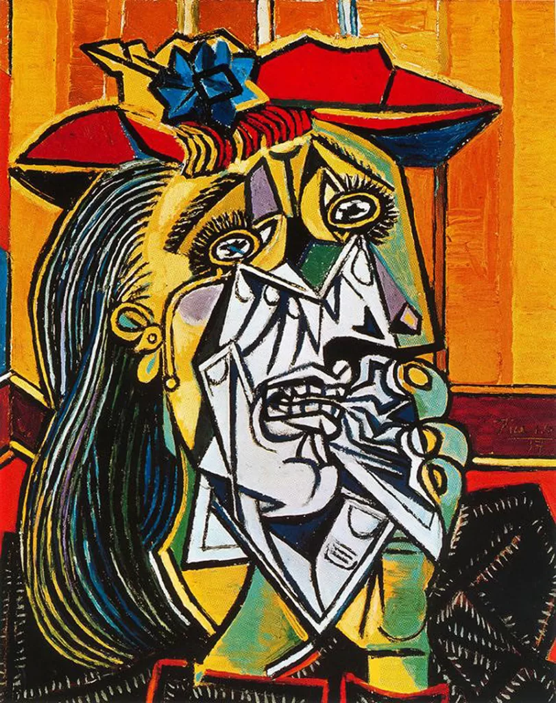 La pintura "Mujer llorando" ("Weeping Woman") de Pablo Picasso es una obra maestra del arte cubista y una de las imágenes más icónicas del siglo XX